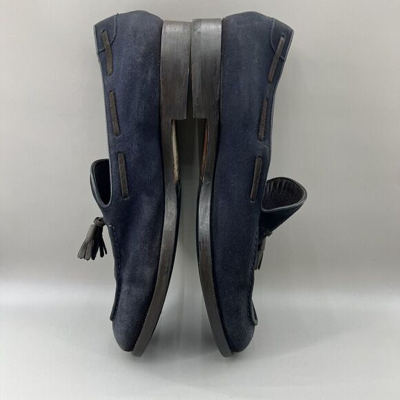 Fratelli Rossetti Brera Men Size 12 Shoes Navy Blue Suede Slip-On Tassel Loafers - Picture 6 of 11